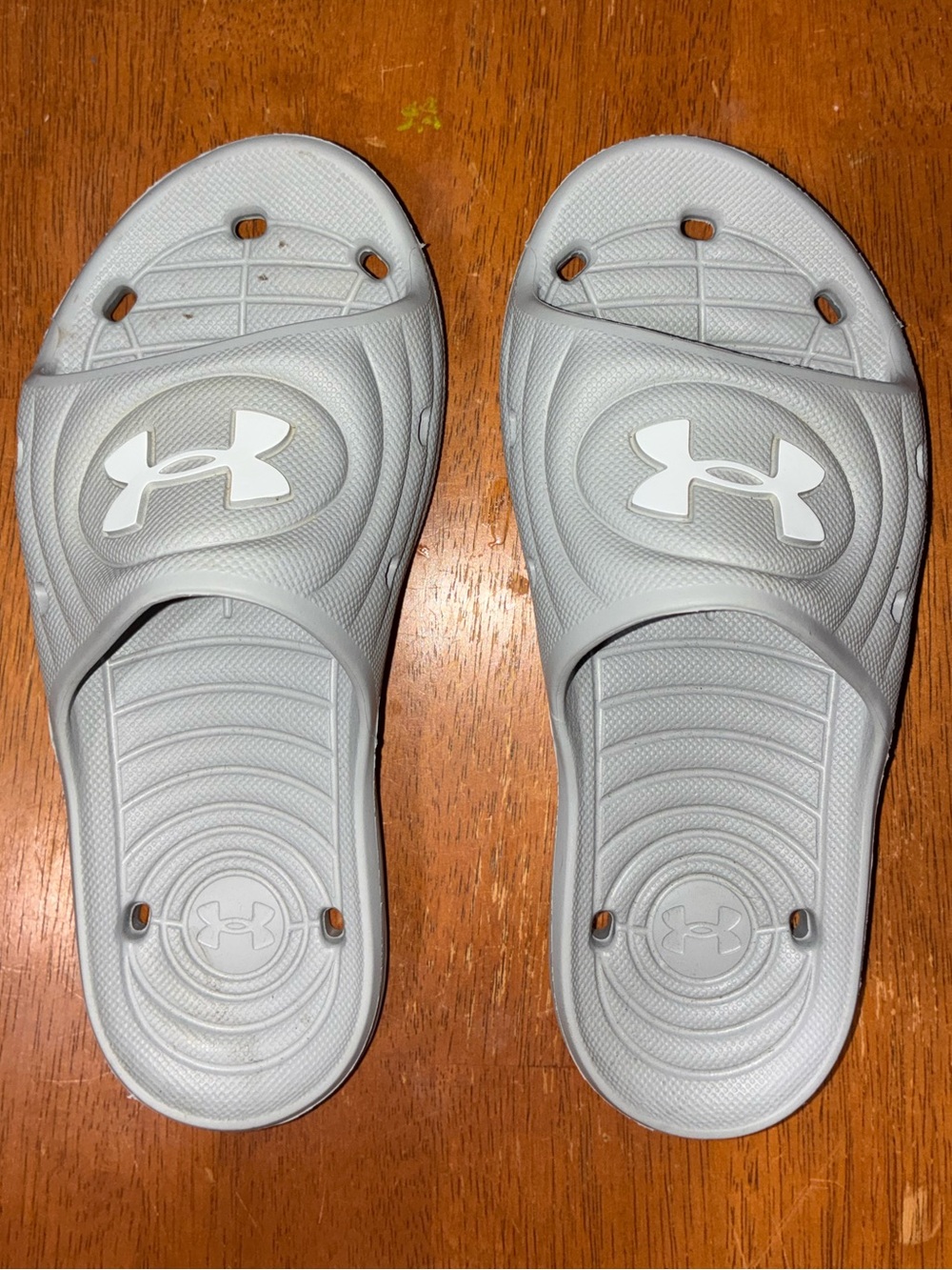 Under Armour Kids Light Gray Slide Sandals with Logo
